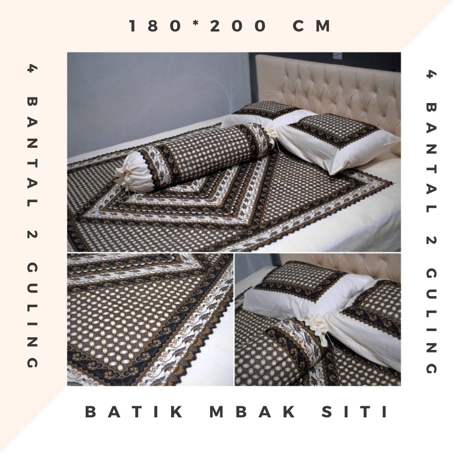 Sprei Batik Blacu No 1 (180*200) dengan 4 bantal dan 2 guling