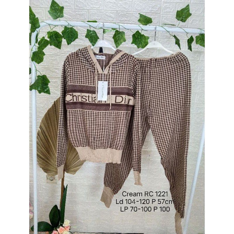 SETELAN SET WANITA RAJUT HOODIE IMPORT PREMIUM HK C DIOR 1221