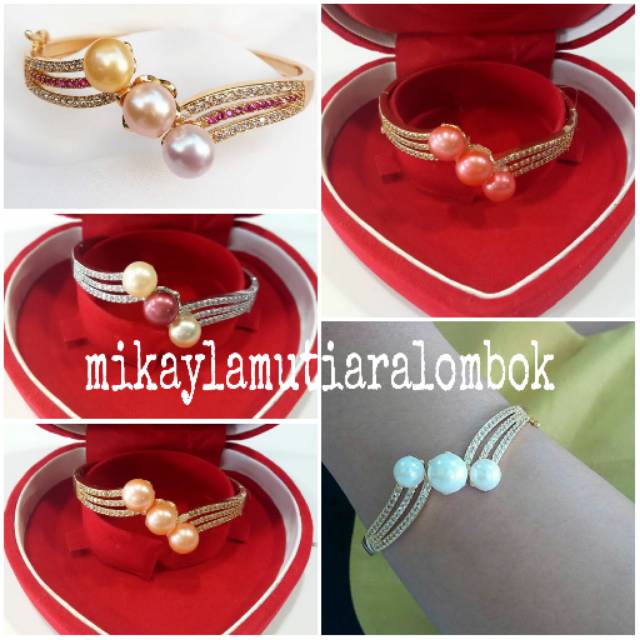 Gelang lapis emas mutiara asli