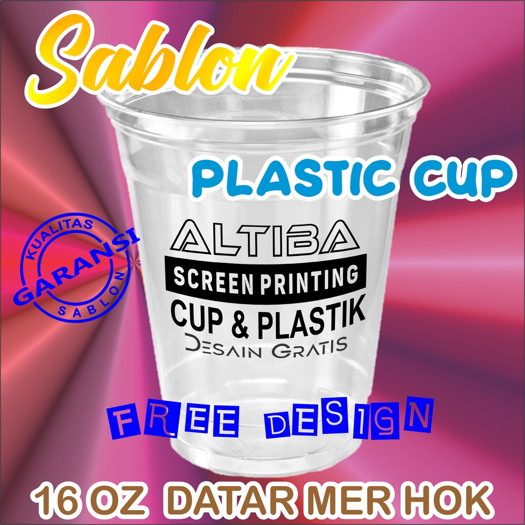 Sablon Cup 16 OZ Datar Merk Hok Murah dan terlaris, Custom cup 16 oz datar, cup 16 oz datar custom