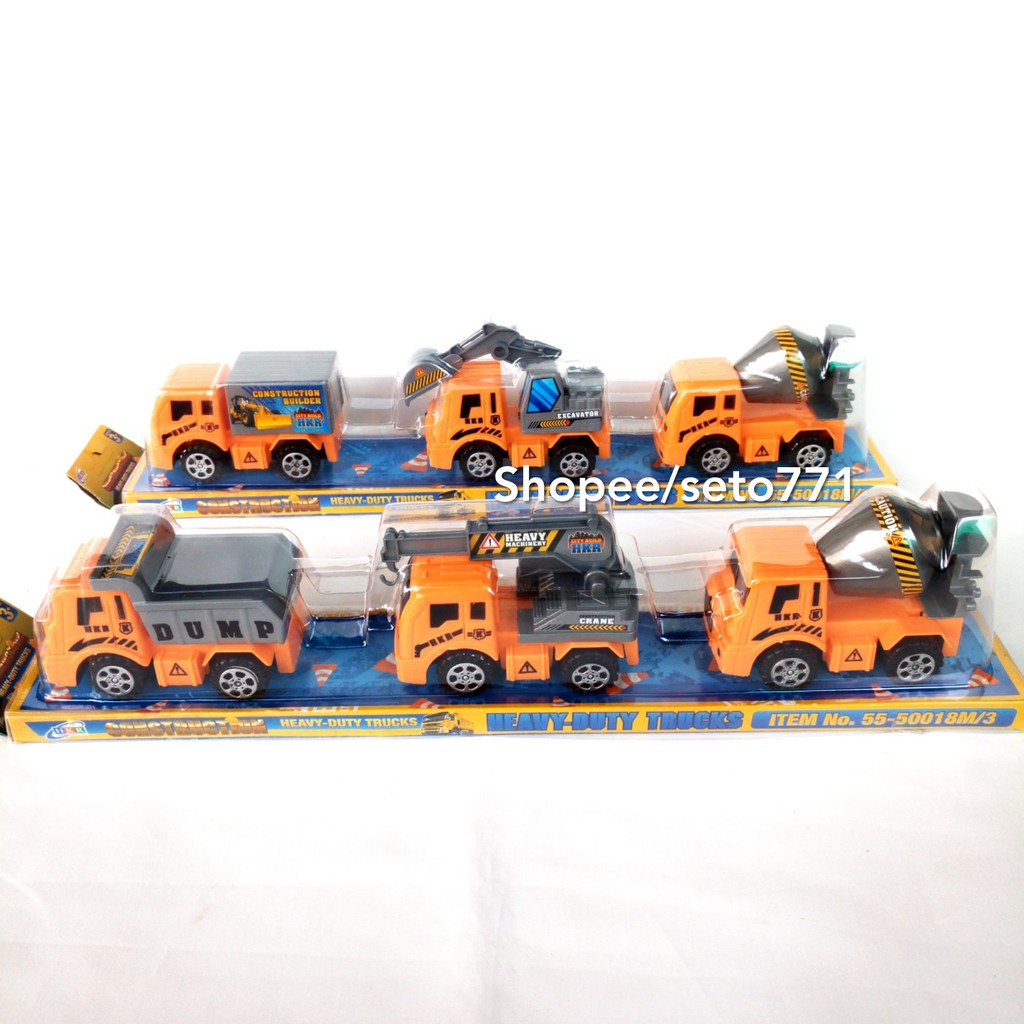 Isi 3 Mainan Dump Truck Mixer Molen Crane Excavator Isi 3 Mainan Dump Truck Mixer Molen Crane Excavator