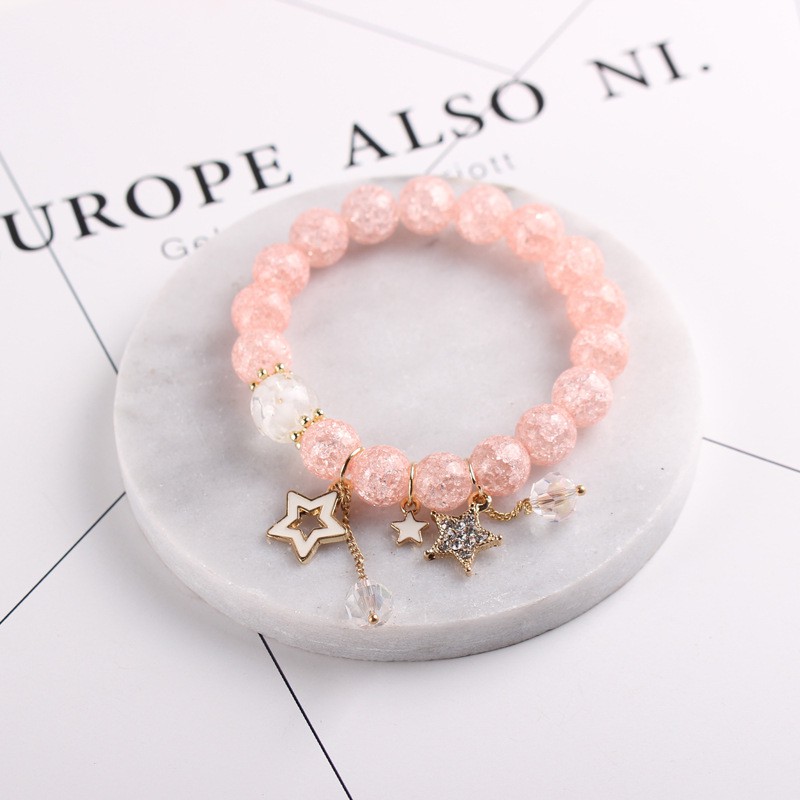 Aksesoris Gelang Beads Korea Charm Bracelet LW005 Pink