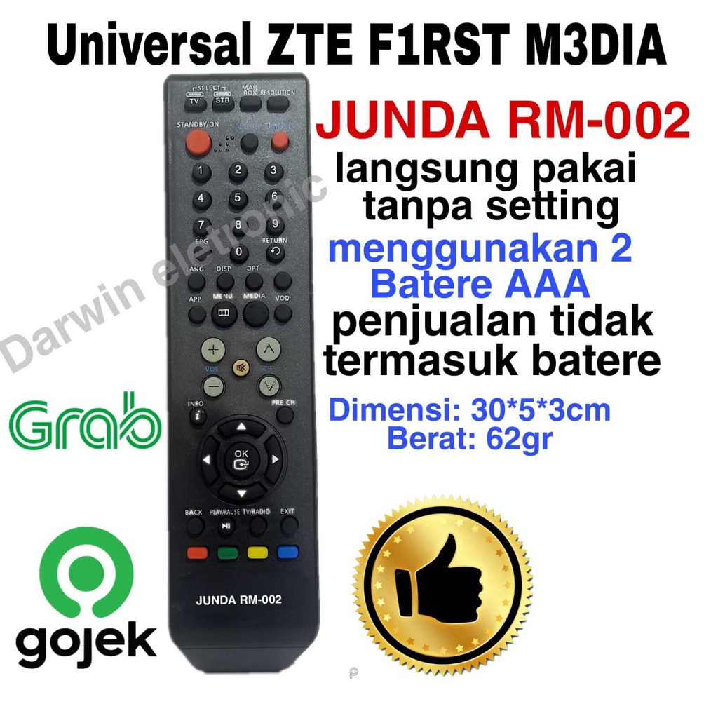 REMOTE RECEIVER PARABOLA FIRST MEDIA JUNDA RM-002 SEPERTI ORIGINAL