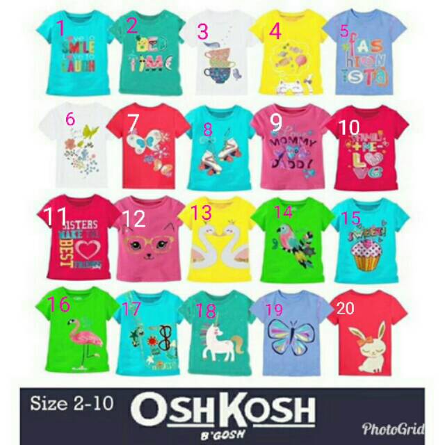 PROMO BAJU MURAH KAOS ANAK PEREMPUAN BRANDED OSHKOSH B'GOSH 4T & 8T