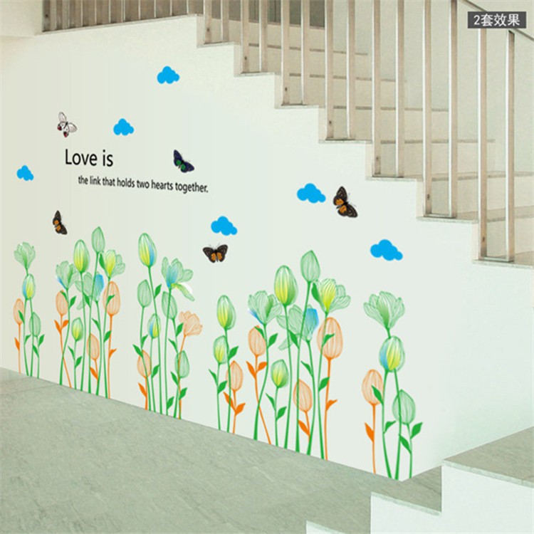 RELIZA WALL STICKER BUNGA TULIP HIJAU GREEN FLOWER GARDEN STIKER DINDING AY7239