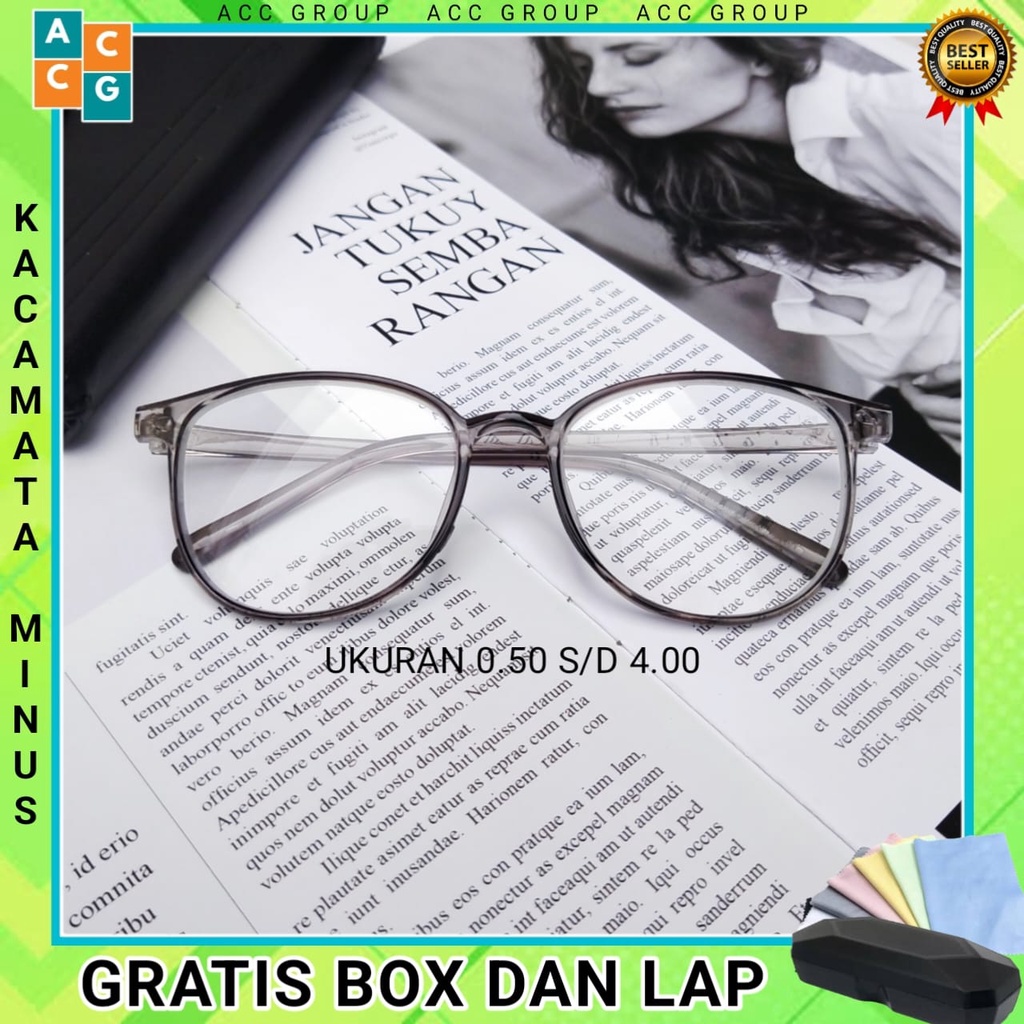 Lensa Minus Pria dan Wanita Kacamata Desain Korea Gratis Box dan Lap