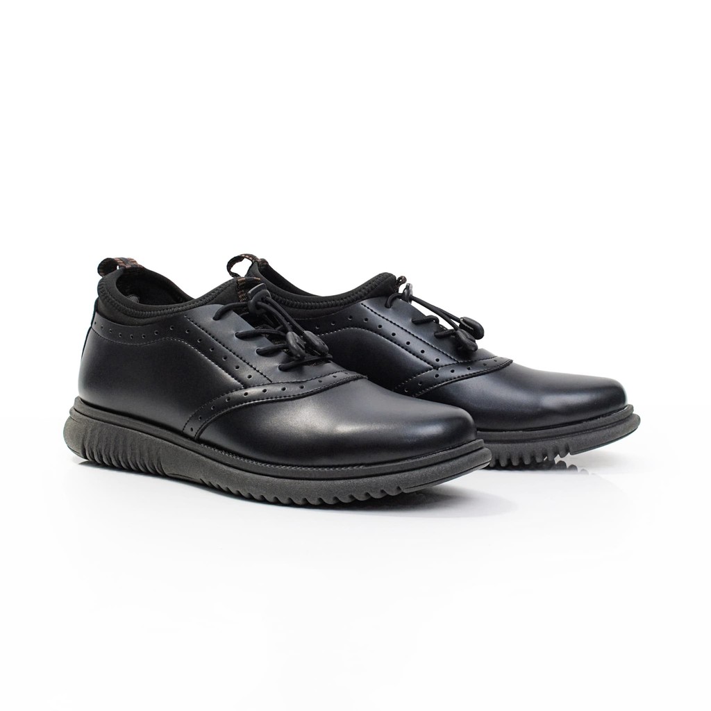 Sepatu Sneakers Kets Casual Shoes Kulit Pria Cowok - Volve Orca Black