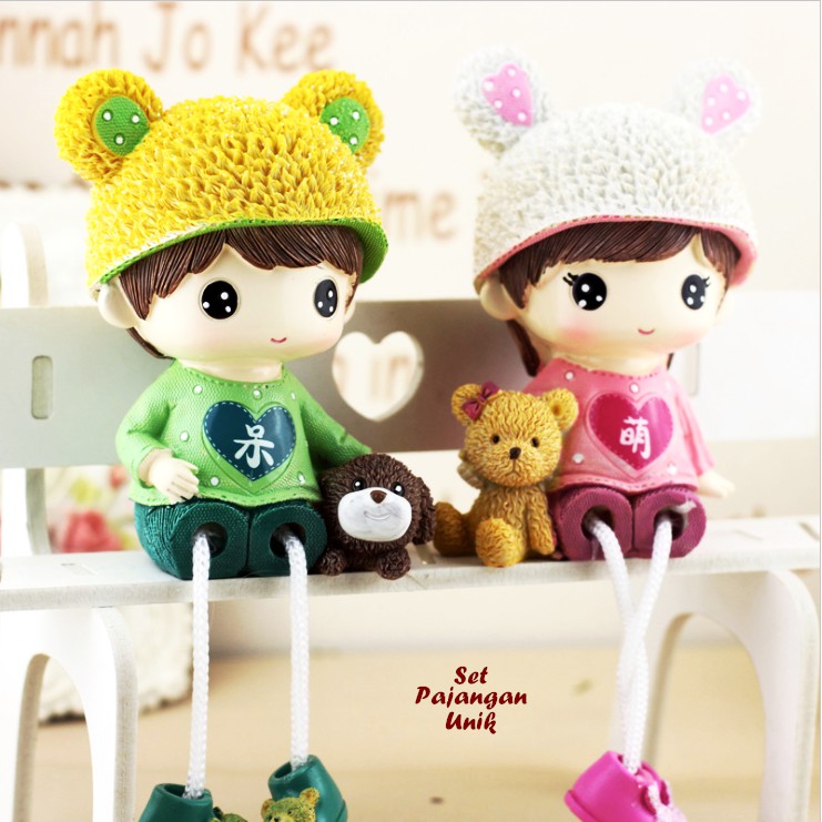 Set Pajangan Unik GREENPINK 1 set isi sepasang dan 1 bangku