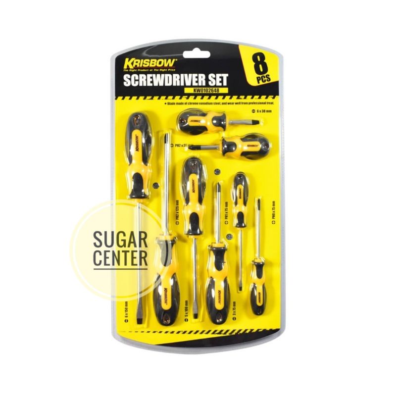 Krisbow Set 8 Pcs Obeng Plus dan Minus/Set Obeng Krisbow/Set Obeng 8 Pcs Krisbow