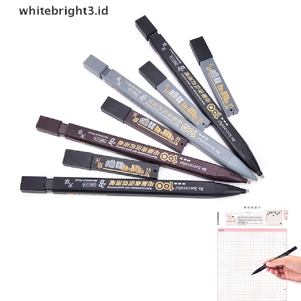 (whitebright3.id) Pensil Mekanik 2B Dengan Isi Ulang Untuk Ujian