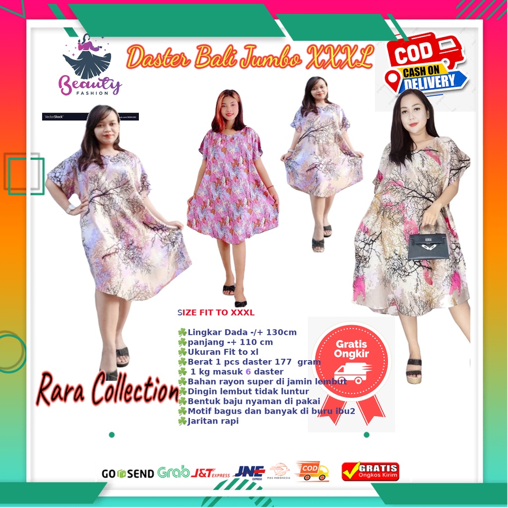 Daster Bali Jumbo XXXL -- Nyaman Soft Adem Lembut Halus Kwalitas Bagus Good Quality Rayon  Dres Shir
