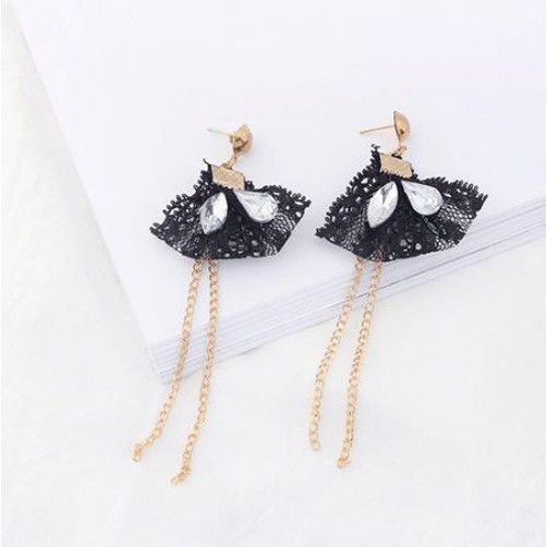 anting panjang fashion lace tassel rantai long dangling earring (1H3) jan109