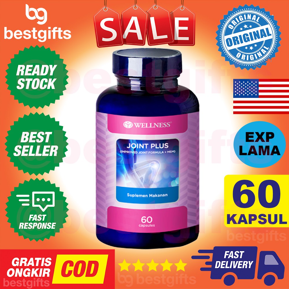 WELLNESS JOINT PLUS IMPROVED JOINT FORMULA MSM GLUCOSAMINE SULFATE PELUMAS SENDI TULANG 60 KAPSUL