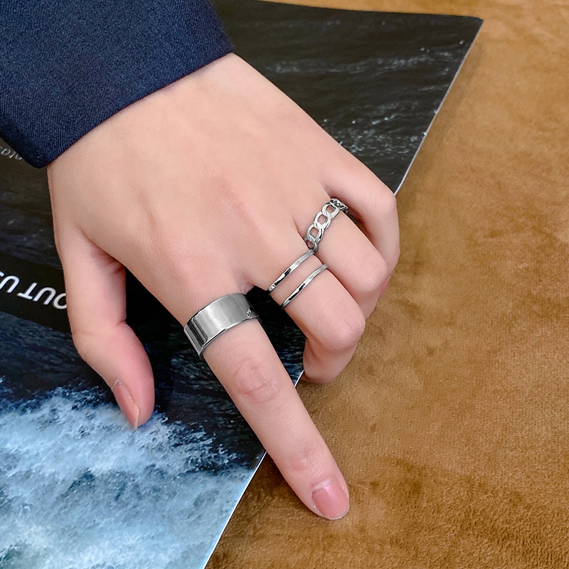 Set Cincin Jari Telunjuk Desain instagram Gaya hip hop Untuk Wanita element