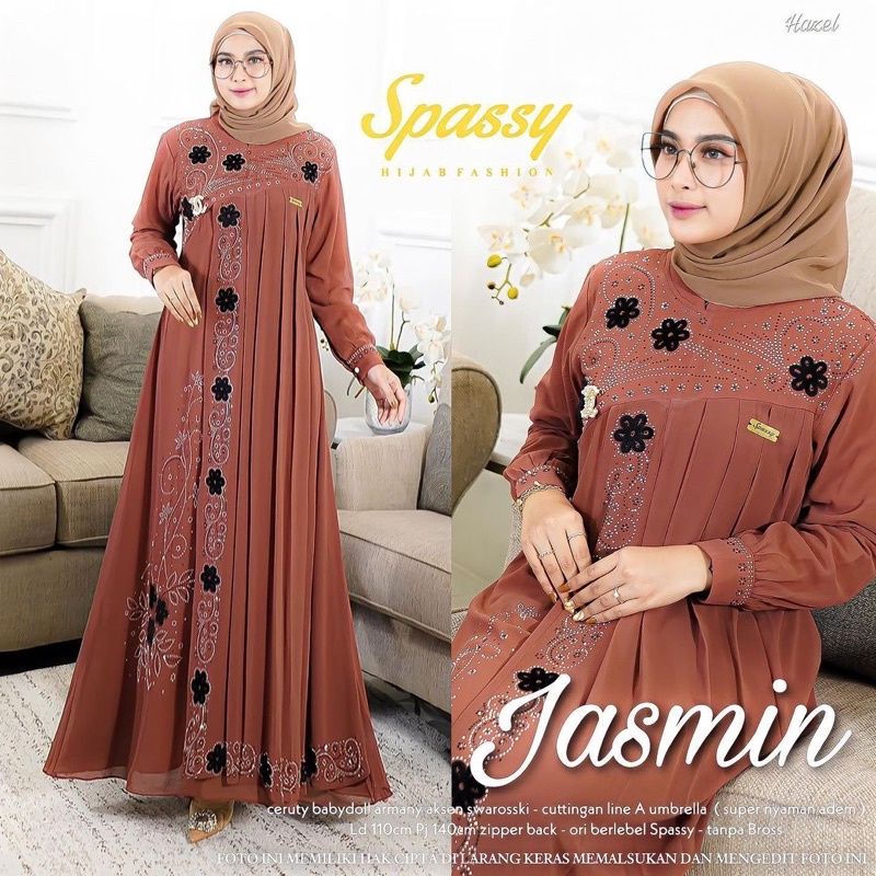 [] gamis jasmin | gamis ceruty bordil bahan jatuh | gamis harian,gamis kondangan | gamis mewah kulia