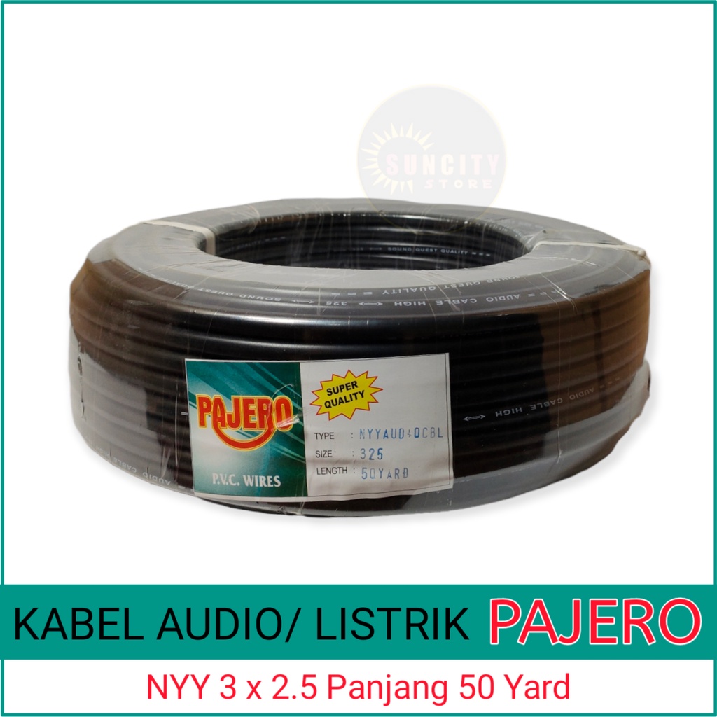 Pajero Kabel Listrik / Audio HYO 3 x 2.5 Hitam - 50 Yard