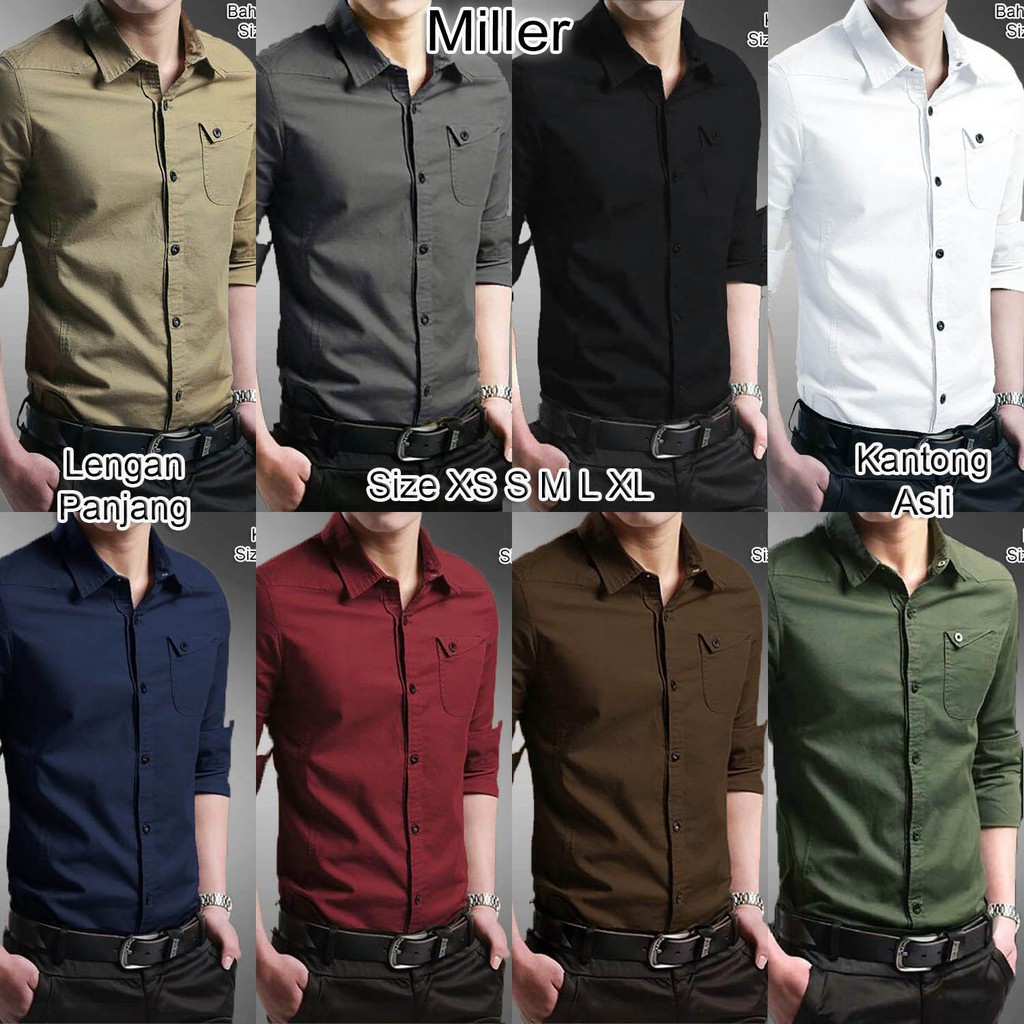 Kemeja Distro Atasan Pria Kemeja Cowok Men Casual E6L6 BPS COD MILLER miler XS S M L XL baju polos m