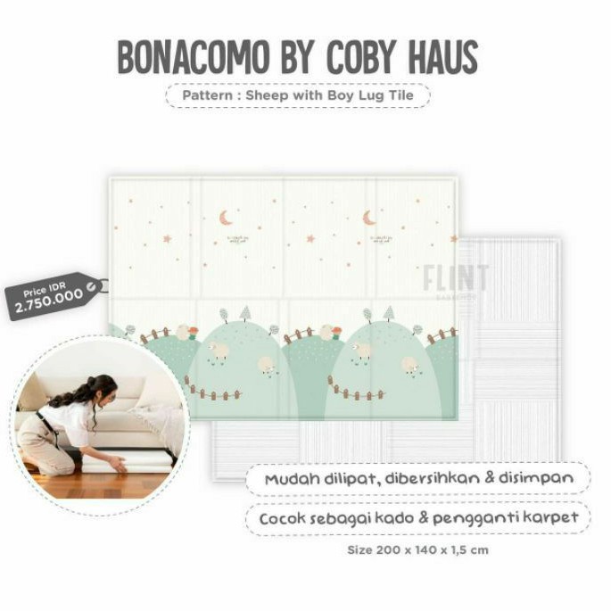 Bonacomo by coby haus Indonesia folding playmat pertama matras lipat bahan PVC 1.5cm