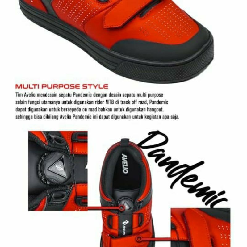 sepatu sepeda avelio pandemic am MTB XC shoes bike non cleat flet