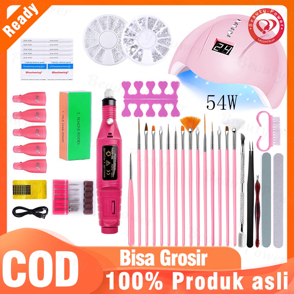 Pengering Kuku Elektrik USB UV LED, Set Kuku 54W, Bor Kuku Elektrik, Pena Pembuat Titik, Stiker untuk Alat Seni Kuku