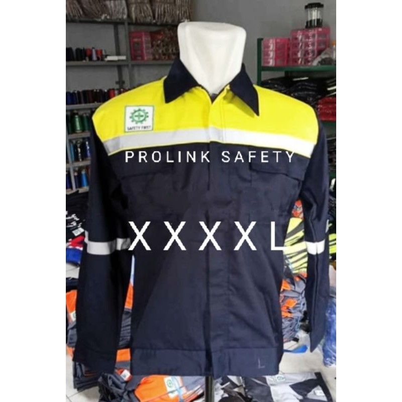 SUPER JUMBO 5XL XXXXL KUNING HITAM  BAJU SERAGAM SAFETY ATASAN