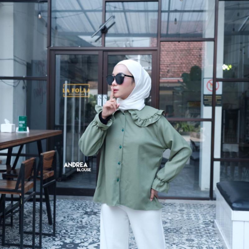 BLOUSE MIZU TARTAN / BLOUSE TARTAN KOREAN STYLE / BLOUSE KOTAK KOTAK KERAH REMPEL-4