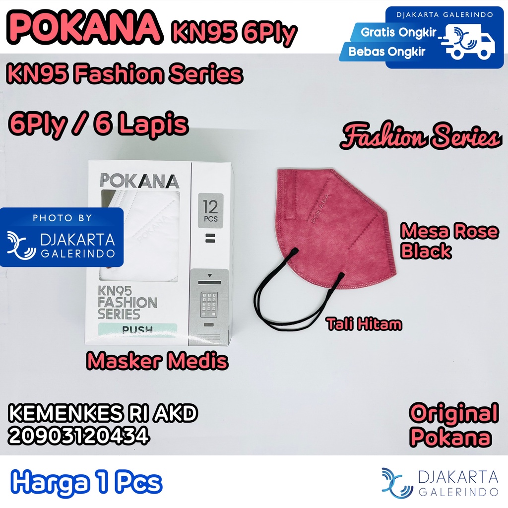 Masker POKANA KN95 6PLY Fashion Series Adult / Dewasa - Medical Mask / Masker Medis Fashion