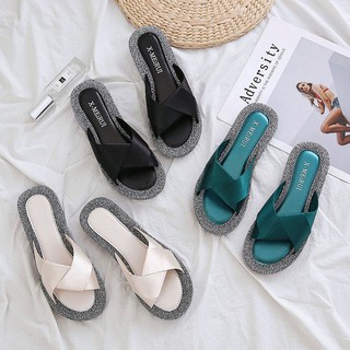  Sandal  Selop  Wanita  Bahan PVC Transparan Gaya Korea untuk 