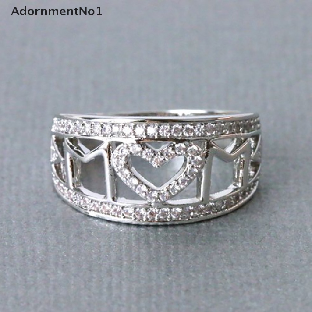 (AdornmentNo1) Cincin Dengan Liontin Bentuk Hati Untuk Hadiah Hari Ibu