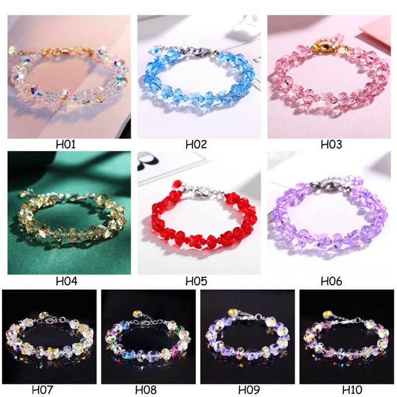 Fancyqube Gelang Liontin Manik-manik Kupu-kupu Kristal,Hadiah Perhiasan Kristal Gelang Buatan Tangan