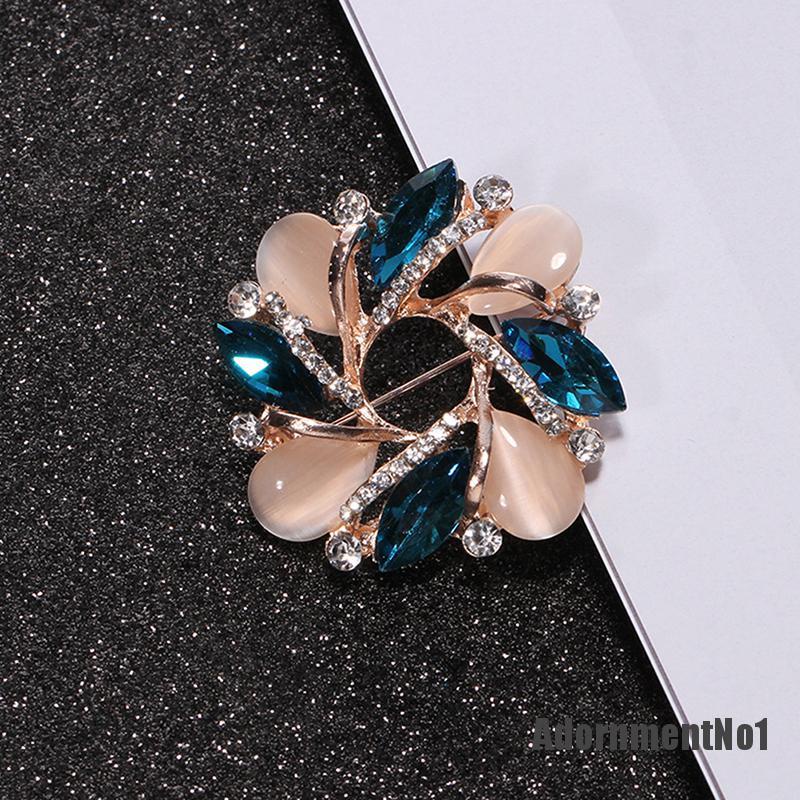 (Adornmentno1) 1pc Bros Pin Bentuk Bunga Bauhinia Aksen Kristal Untuk Aksesoris Dress Wanita