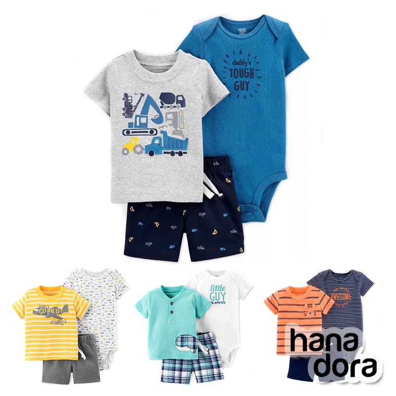 Little Short Set Boy - Set Baju Bayi 3in1