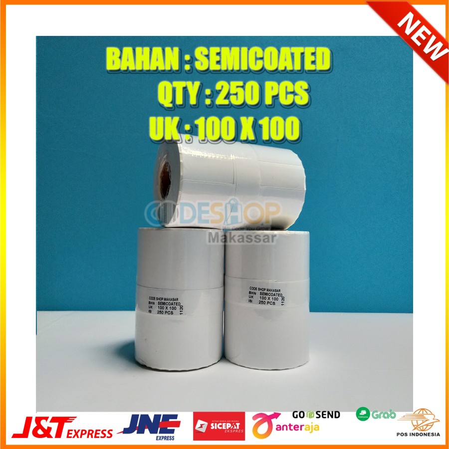 

KERTAS STIKER BARCODE 100 X 100 1 KOLOM SEMICOATED UNTUK PRINTER BARCODE JENIS DESKTOP