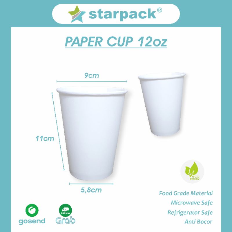 ISI 100 paper cup 12 oz atau 360 ml - gelas kopi kertas kualitas premium anti bocor tahan panas bers
