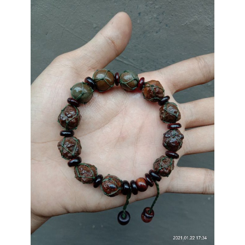 gelang fosil buah bagore aktif pilihan kombinasi munta besi