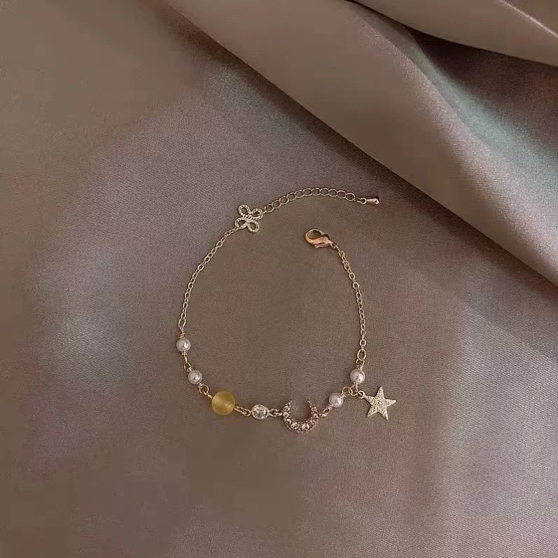 ✿AYN✿ Gelang Liontin FA125 Bentuk Bintang Dan Bulan Gaya Korea kekinian cantik