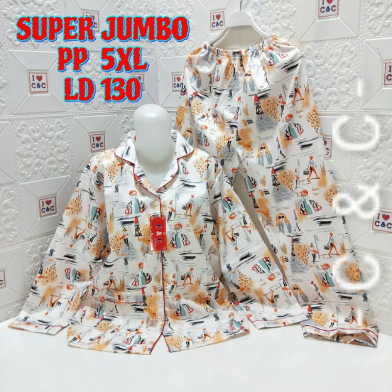 BAJU TIDUR PIYAMA/PP SUPER JUMBO 5XL/LD 130-RF oren