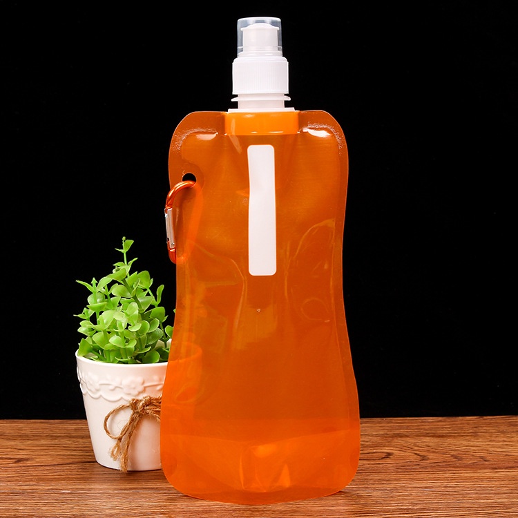 Botol Minum Lipat Ringan 480ml Warna Polos Ramah Lingkungan Untuk Olahraga / Bersepeda / Camping / Travel / Outdoor