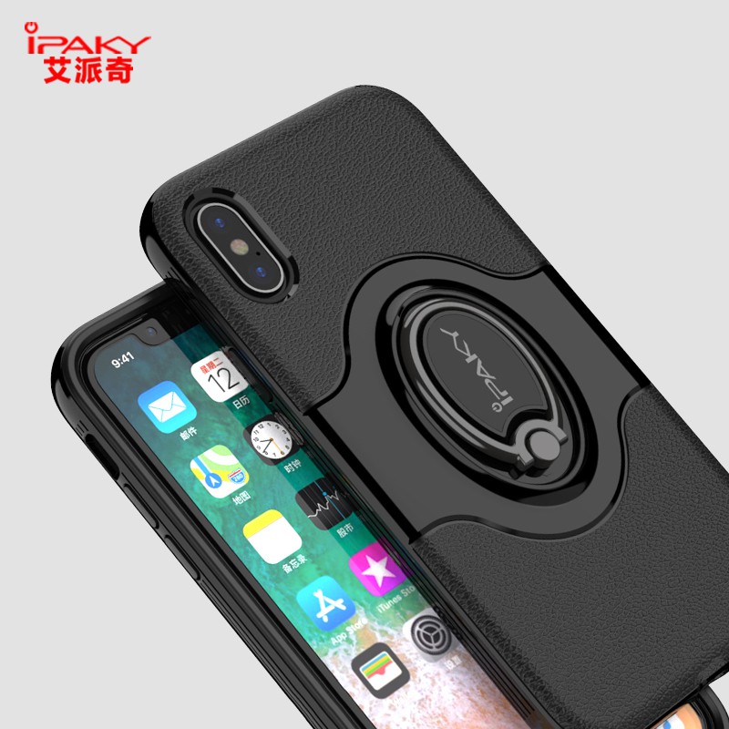 IPHONE X / IPHONE 10 IPAKY PC + TPU Hybrid Case with Ring Holder Stand