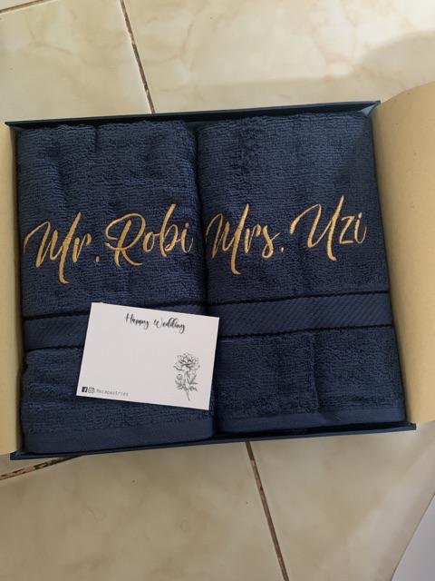 Fast Po Hamper Handuk Custom Nama Hadiah Pernikahan Seserahan Fleca Deluxe 50x100 Cm Giftbox