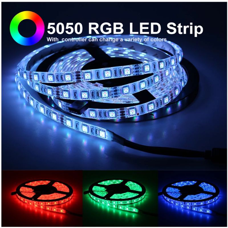 Lampu Led Strip Rgb Smd 5050 Fleksibel 5m Dc 12v Ip33 Ip44 Waterproof Nonwaterproo Warna Warni 4 Indonesia