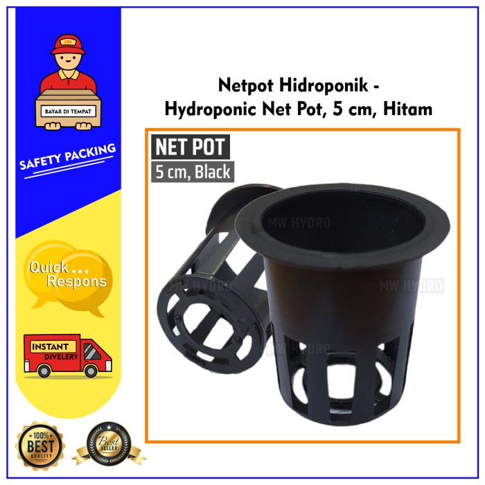 Netpot Hidroponik - Hydroponic Net Pot, 5 cm, Hitam