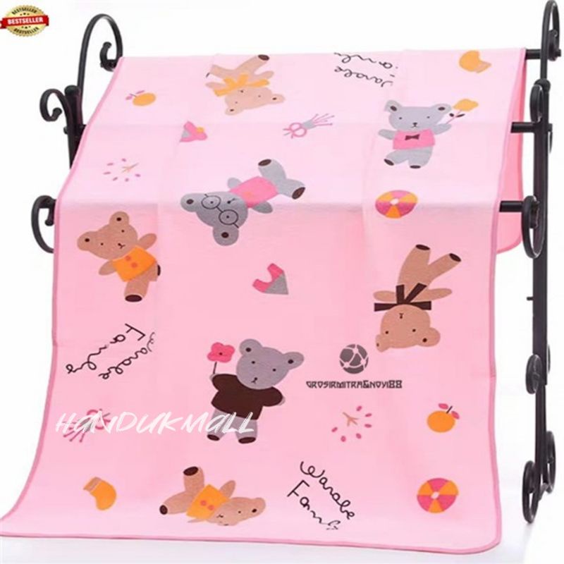 Handukmall Handuk Bayi Unisex Besar 70x140 Handuk Anak Bayi Dewasa Microfiber Lembut Daya Serap Tinggi Perlengkapan Kamar Mandi Honey Bear