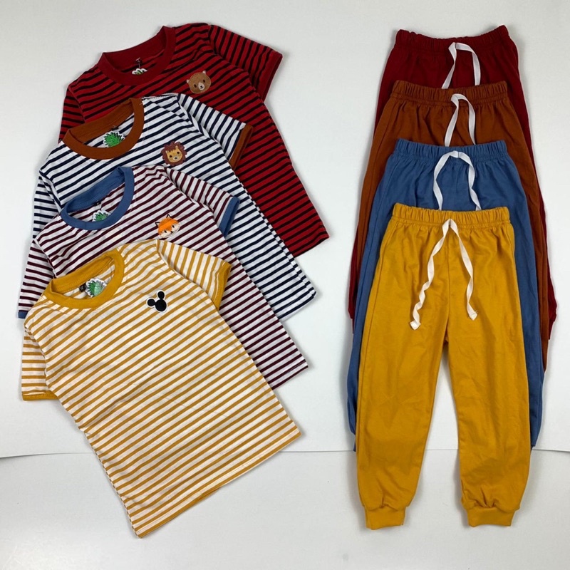 Baju Anak Setelan Pajamas Stripes Bordir Pineapple Kids Original Super Premium Termurah Terlaris