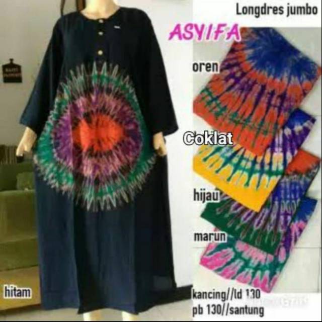 LONGDRESS DASTER PANJANG JUMBO Ld 130, DASTER BUSUI KANCING DEPAN