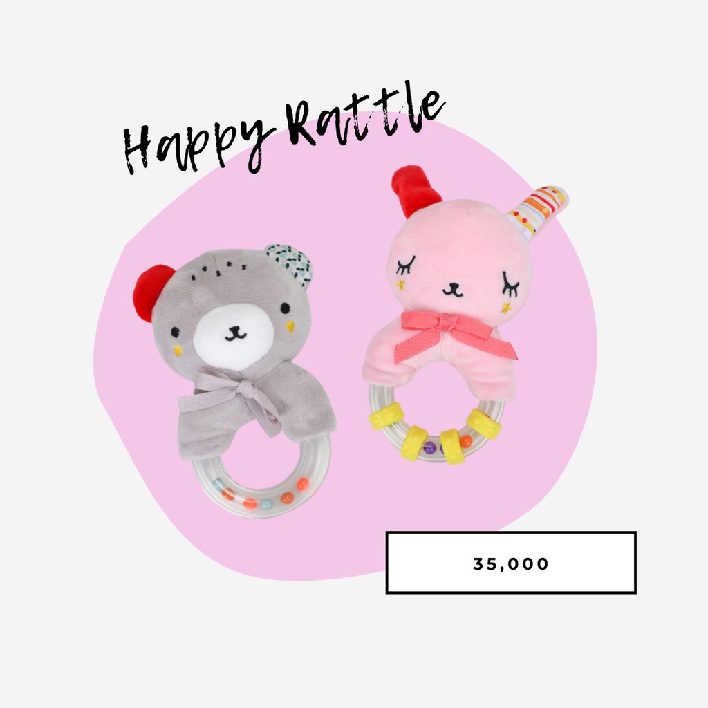 HAPPY RATTLE  | Mainan Tangan Bayi | Rattle Teether baby toys | mainan tangan donut bayi krincing