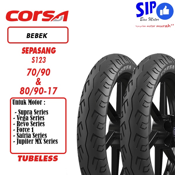 Paket Ban motor bebek Corsa S123 70 90 &amp; 80 90 17 tubeless