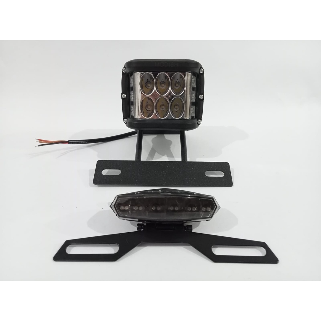 PAKET LAMPU 2IN1 #Lampu Depan jumbo LED 6 Mata jumbo Plus Breket Plat Motor Yamaha RX king +LAMPU STOP 3IN1 PLUS BREKET MINI