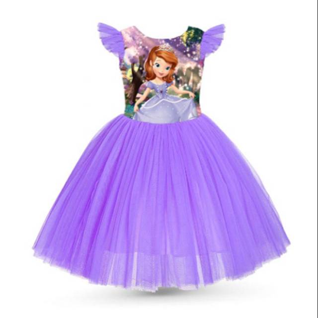 Baju dress princess Sophia anak cewek remaja impor murah pesta mewah