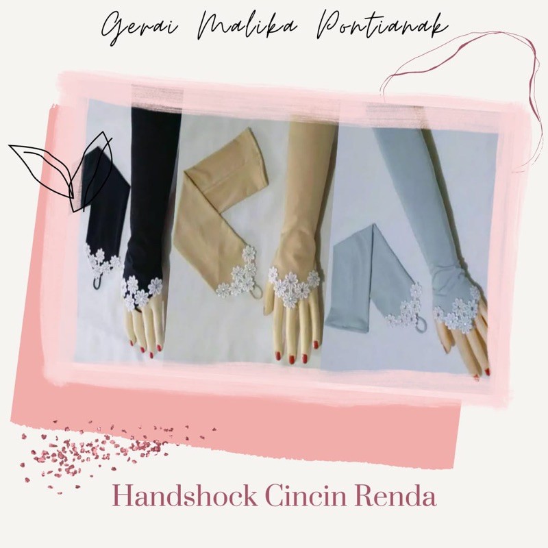 Handshock cincin renda handsock ring bunga manset flower syari akhwat sarung tangan wanita cewek mus